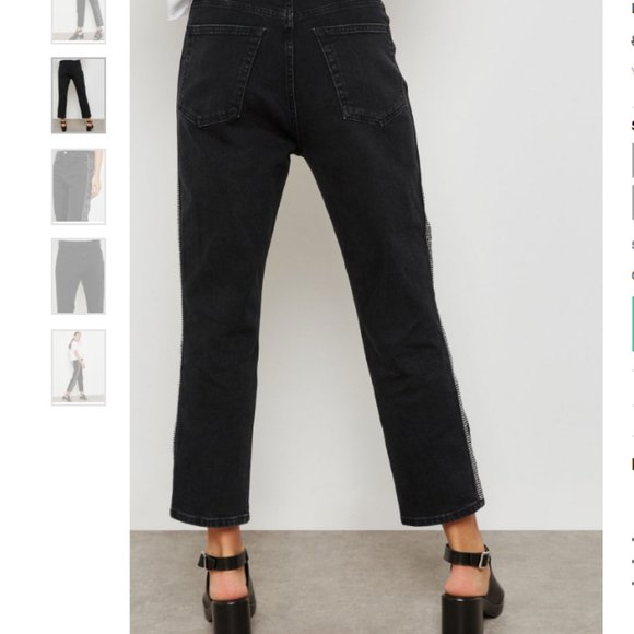 Diamond Embellished High waist Straight Leg Jeans, 99%Cotton Moto Ankle NEW 28 - Picture 5 of 10